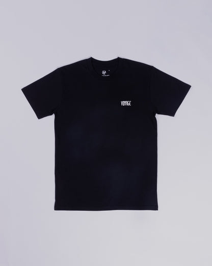 Voyage Emblem Tee Black, front, laid flat
