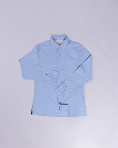 Voyage Principal Button Up Shirt Blue, front, laid flat