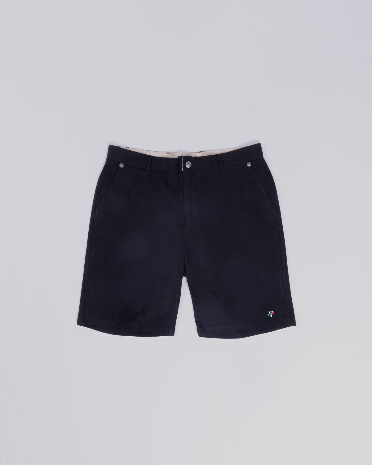 Voyage Bambino Chino Short Black, front, laid flat