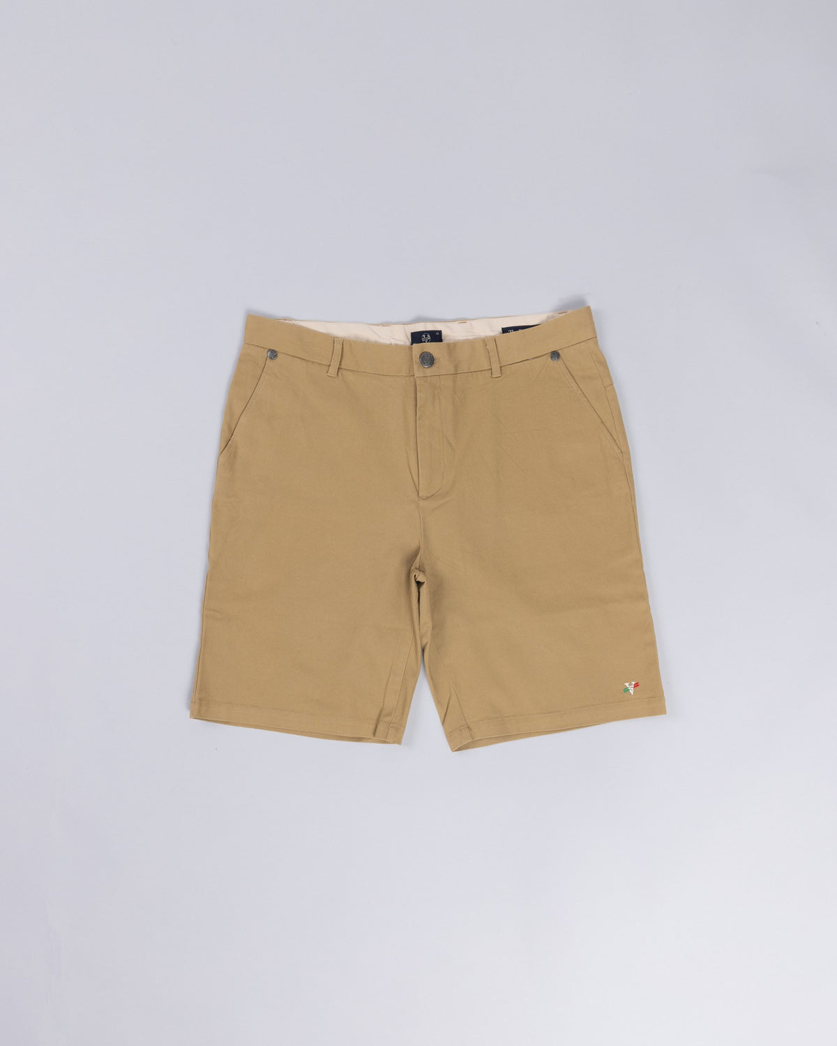 Voyage Bambino Chino Short Sand, front, laid flat