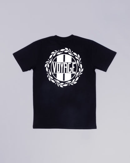 Voyage Emblem Tee Black, back, laid flat